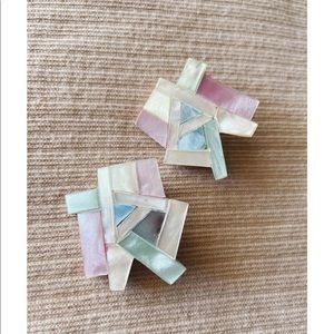 Iridescent Abstract Pastel Clip On Earrings